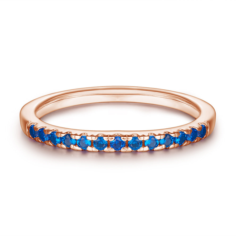 Damen hochwertiger Eternity-Ring mit leuchtenden blauen Zirkonia Shop Nory