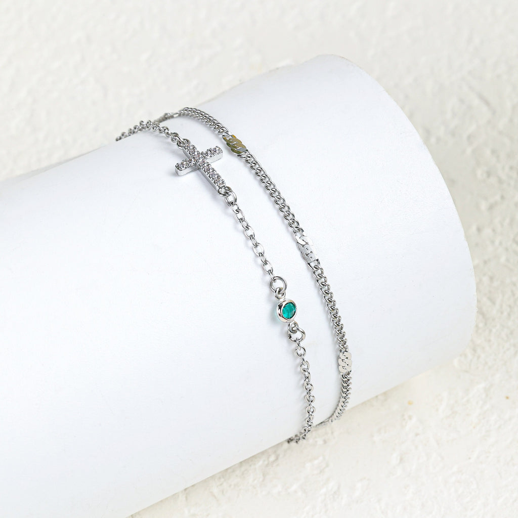 Damenarmband mit christlichem Kreuz und funkelnden Strasssteinen Shop Nory
