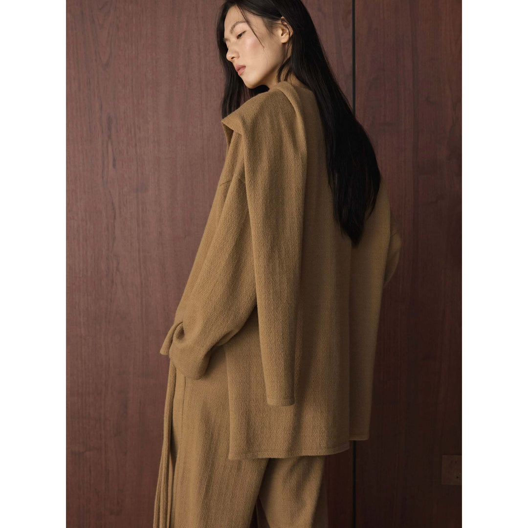 Damen Asymmetrischer Wollmix-Poncho mit weitem Boot-Ausschnitt und Lagenoptik Shop Nory