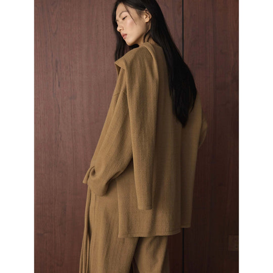 Damen Asymmetrischer Wollmix-Poncho mit weitem Boot-Ausschnitt und Lagenoptik Shop Nory