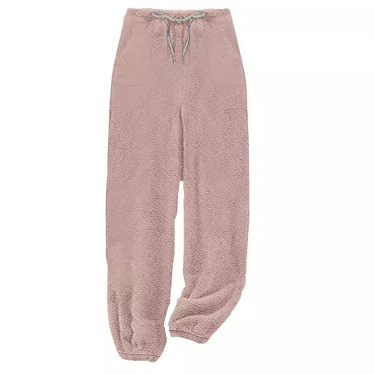 Damen nan kuschelige Sherpa-Fleece Loungehose mit Kordelzug, hoher Taille und elastischen Bündchen Shop Nory