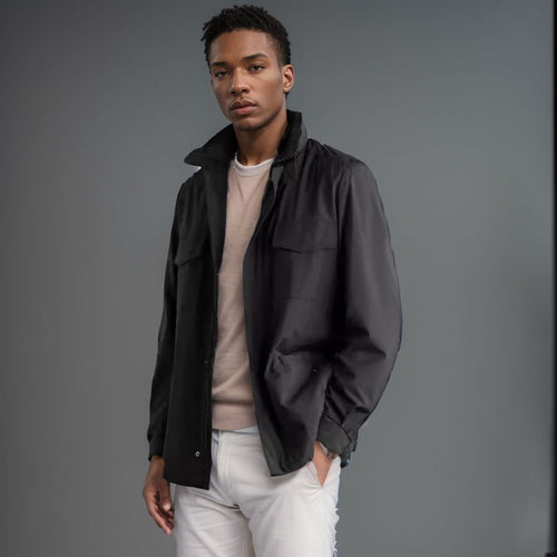 Herren leichte Multifunktionsjacke mit praktischen Taschen und hohem Kragen