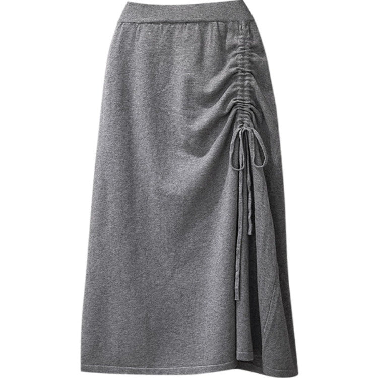 Damen Langer Rock mit Raffung und Kordelzug Shop Nory