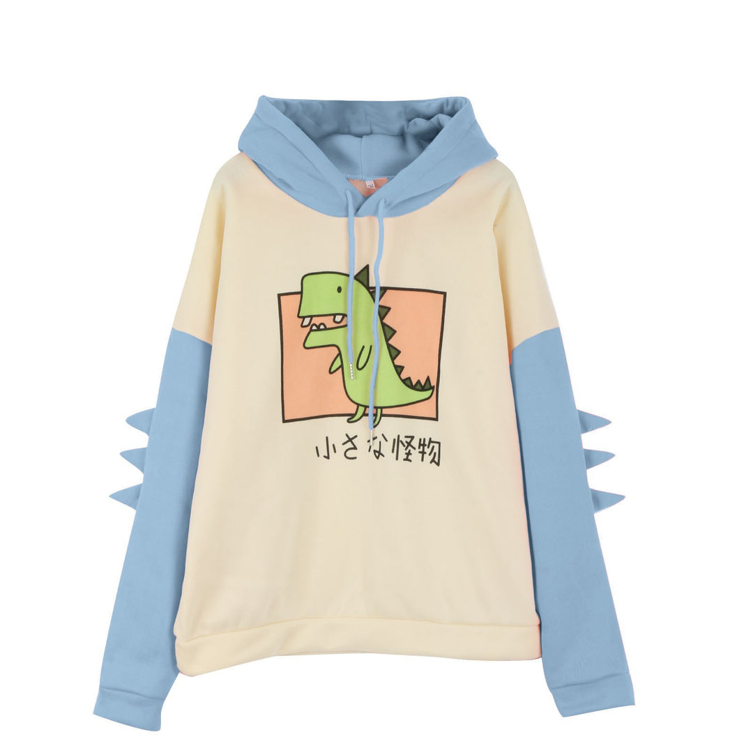 Damen nan Kapuzenpullover mit dreidimensionalen Rückendetails und niedlichem Dinosaurierprint Shop Nory