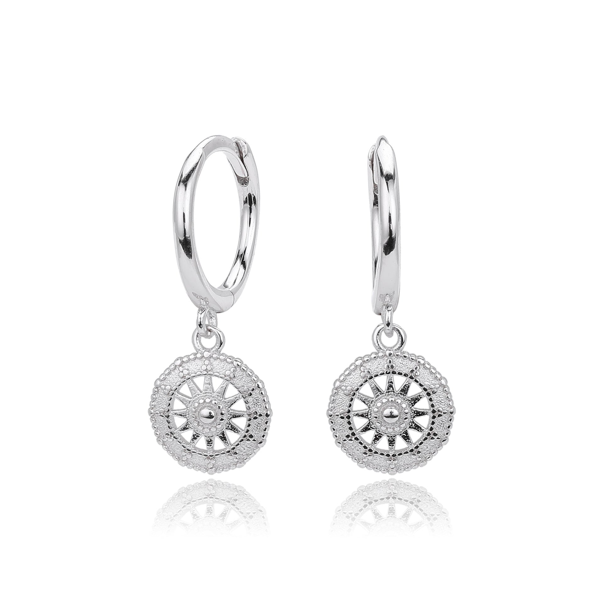 Damen Ohrhänger mit filigranem Sonnenmotiv aus hochwertigem 925 Sterling Silber Shop Nory