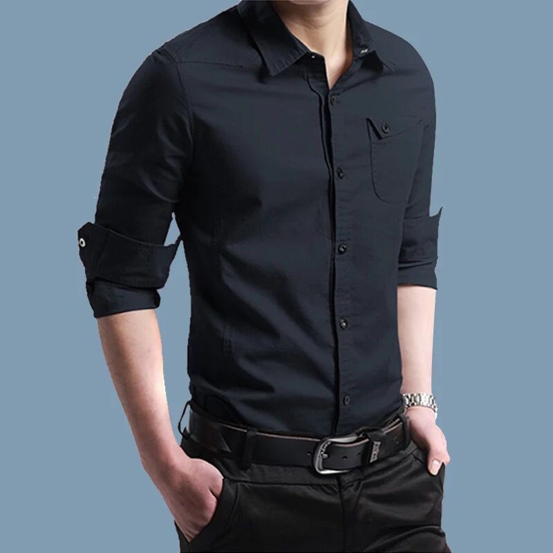 Herren Slim-Fit Baumwollhemd mit Brusttasche und Kontrastknöpfen Shop Nory