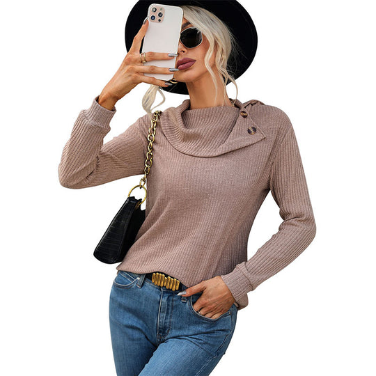 Damen Eleganter Pullover mit Schalkragen Shop Nory