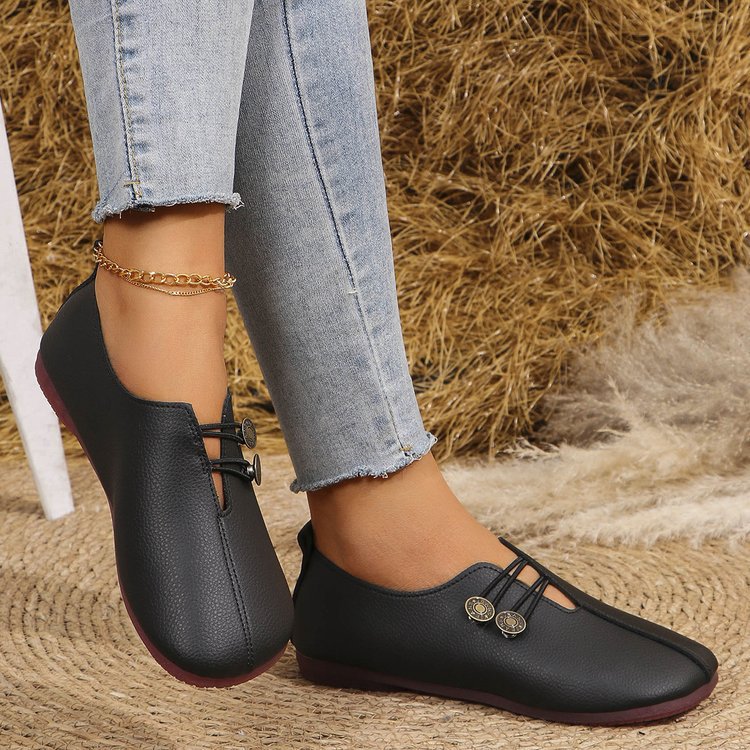 Damen komfortable Slipper mit modischen Knopfdetails