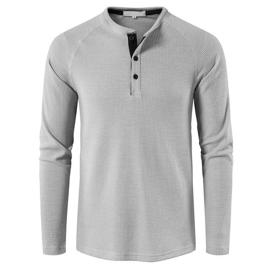 Herren nan strukturiertes Henley-Langarmshirt mit Waffelstruktur, Halbknopfleiste und Raglanärmeln Shop Nory