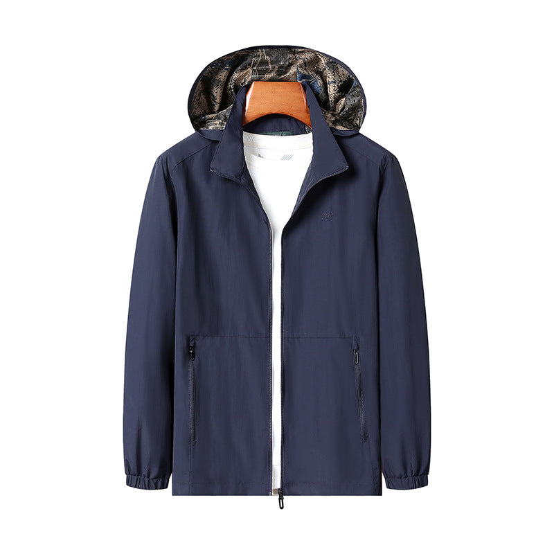 Herren Leichte Kapuzen-Shelljacke mit wasserabweisender Mikrofaser und verdeckten Reißverschlusstaschen Shop Nory