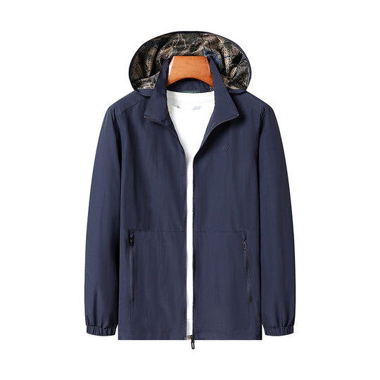 Herren Leichte Kapuzen-Shelljacke mit wasserabweisender Mikrofaser und verdeckten Reißverschlusstaschen Shop Nory