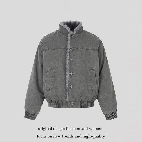 Damen gefütterte Denim-Bomberjacke mit Teddykragen und elastischem Saum Shop Nory