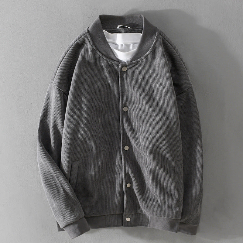 Herren Cord-Collegejacke mit Druckknopfleiste und Rippbündchen Shop Nory