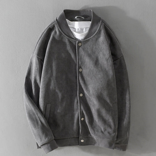 Herren Cord-Collegejacke mit Druckknopfleiste und Rippbündchen Shop Nory