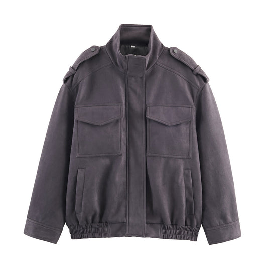 Damen Utility-Fieldjacke mit Stehkragen, Epauletten und elastischem Saum Shop Nory