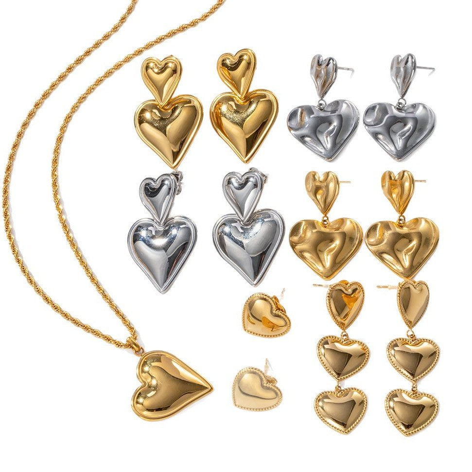 Damen Ohrhänger mit dreifachem Herzdesign Shop Nory