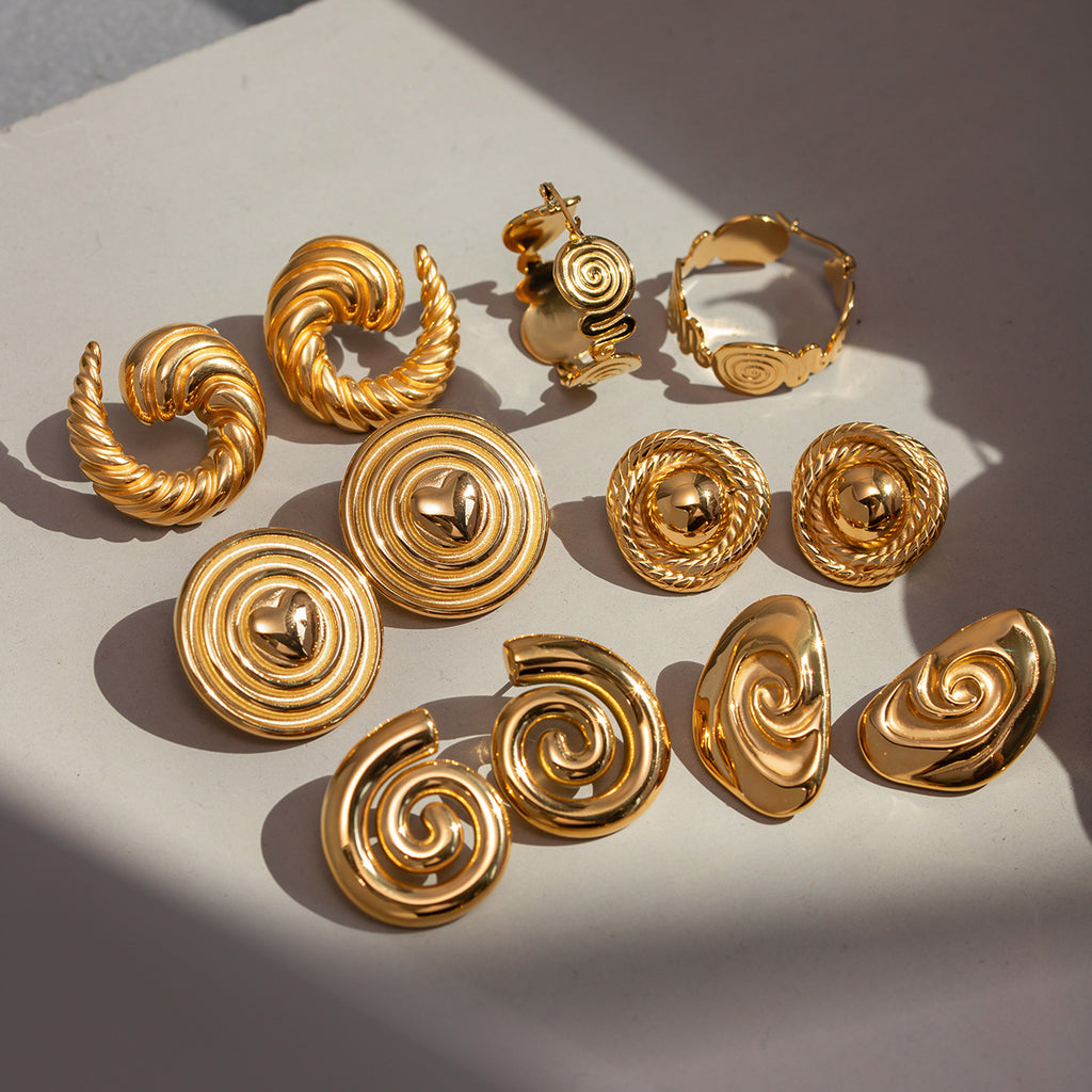Damen Ohrhänger mit spiralisiertem Muster aus hypoallergenem Edelstahl Shop Nory