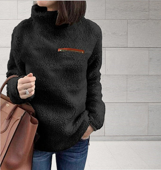 Damen Fleece-Pullover mit hohem Kragen und femininer Passform