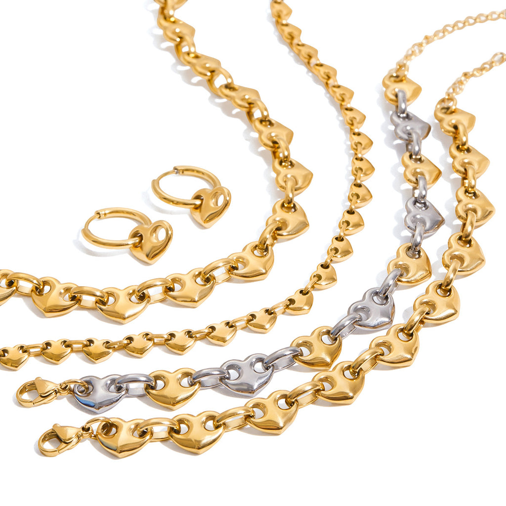 Damen Halskette mit modernem, wasserfestem Gliederdesign aus hypoallergenem Edelstahl Shop Nory