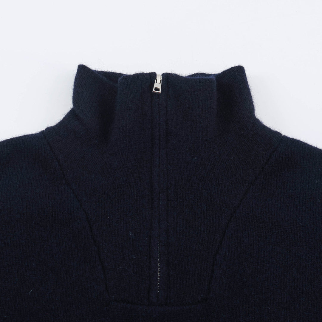 Damen Feinstrick-Pullover mit Stehkragen, halbem Reißverschluss und Reißverschlussärmeln Shop Nory