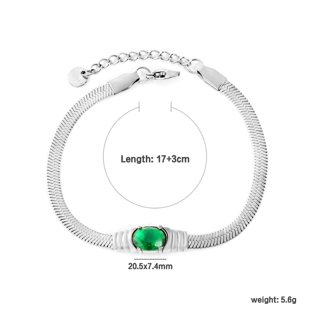 Damen elegante Halskette mit funkelndem grünen Zirkonstein und hochwertigem Goldverschluss Shop Nory