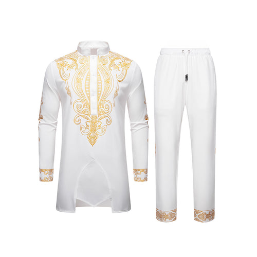 Herren Tunika Anzug mit Stehkragen und ornamentaler Goldapplikation Shop Nory