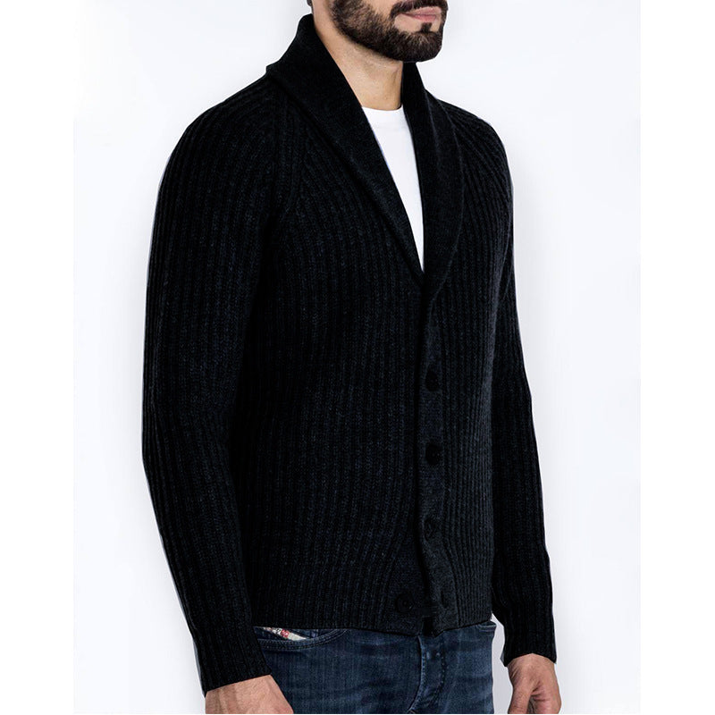 Herren Rippstrick-Cardigan mit Schalkragen und durchgehender Knopfleiste Shop Nory