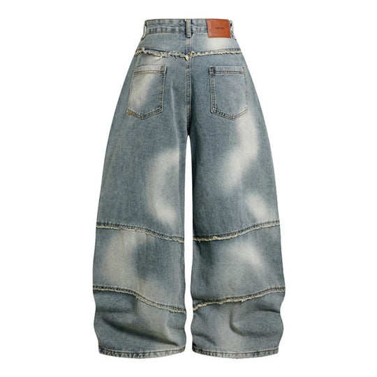 Damen Hochtaillierte weit geschnittene Destroy-Jeans mit Fransen‑Nahtdetails Shop Nory