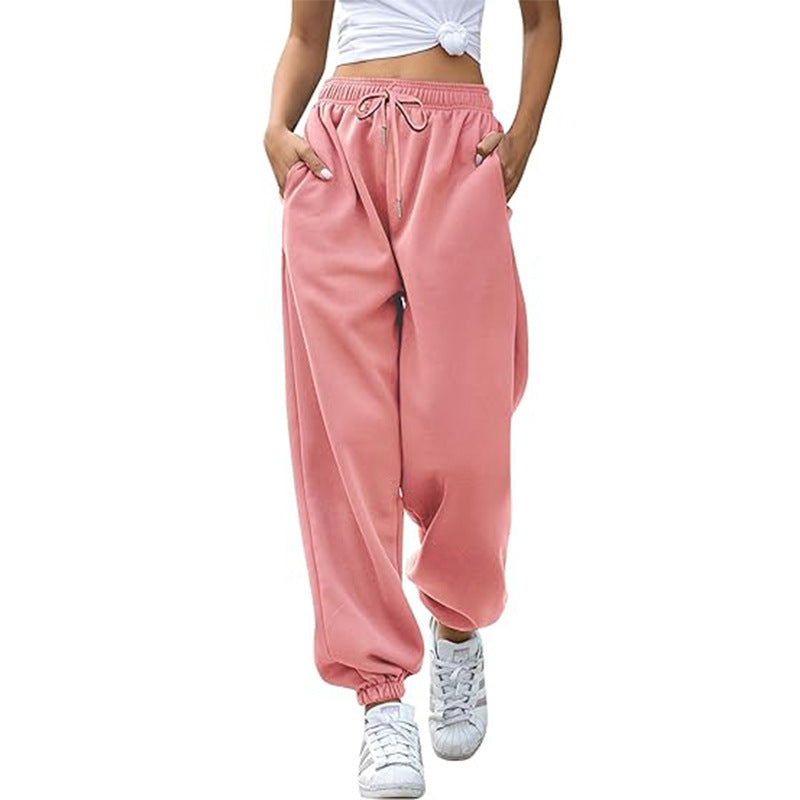 Damen nan Cozy-Sweat-Palazzohose mit hohem Komfortbund, integriertem Kordelzug und gerafften Knöchelabschlüssen Shop Nory