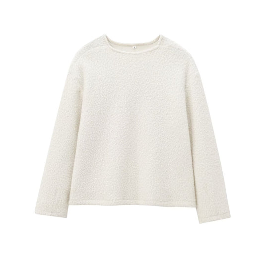 Damen Kuscheliger Bouclé-Pullover mit Rundhals und geradem Saum Shop Nory