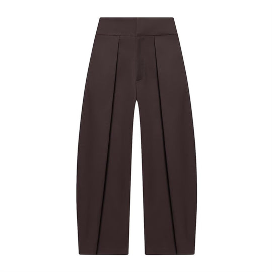 Damen Weite Plissée-Jerseyhose mit hoher Taille und Bügelfalte Shop Nory