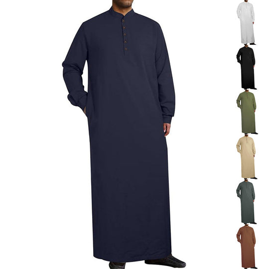 Herren moderner Kaftan mit Knopfleisten-Design und weichem Baumwollmaterial Shopnory