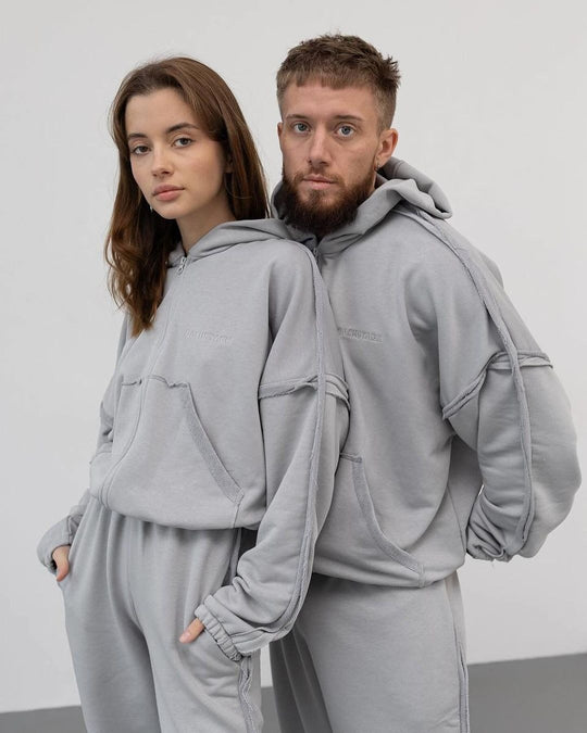 Unisex Oversize Hoodie-Set aus weichem Fleece mit Reißverschluss und Jogginghose Shop Nory