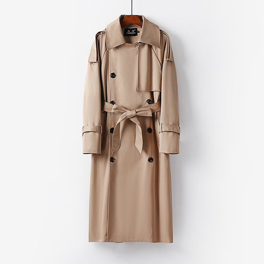 Herren Lang geschnittener Trenchcoat mit doppelter Knopfleiste und Sturmklappe Shop Nory