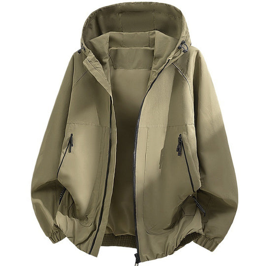 Herren Oversized Kapuzen‑Softshelljacke mit technischer Oberfläche und Kordelzugsaum Shop Nory