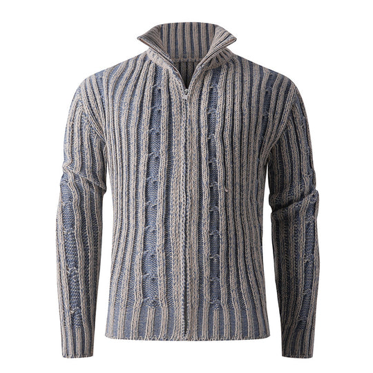 Herren Strickcardigan mit Zopfmuster, Stehkragen und durchgehendem Reißverschluss Shop Nory