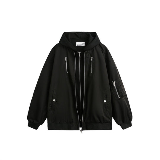 Unisex Boxy Bomberjacke mit integriertem Kapuzenlayer und multifunktionalen Taschen Shop Nory