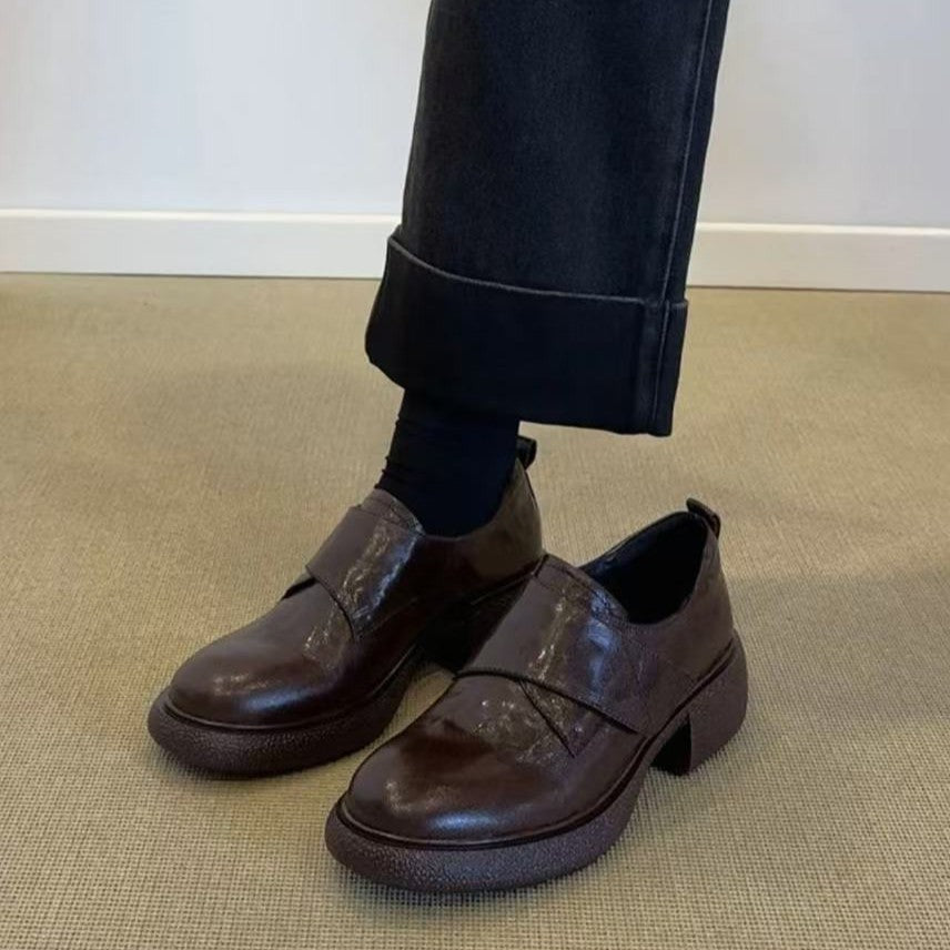Damen Chunky Loafer mit Plateau-Blockabsatz und verstellbarem Klettriemen Shop Nory