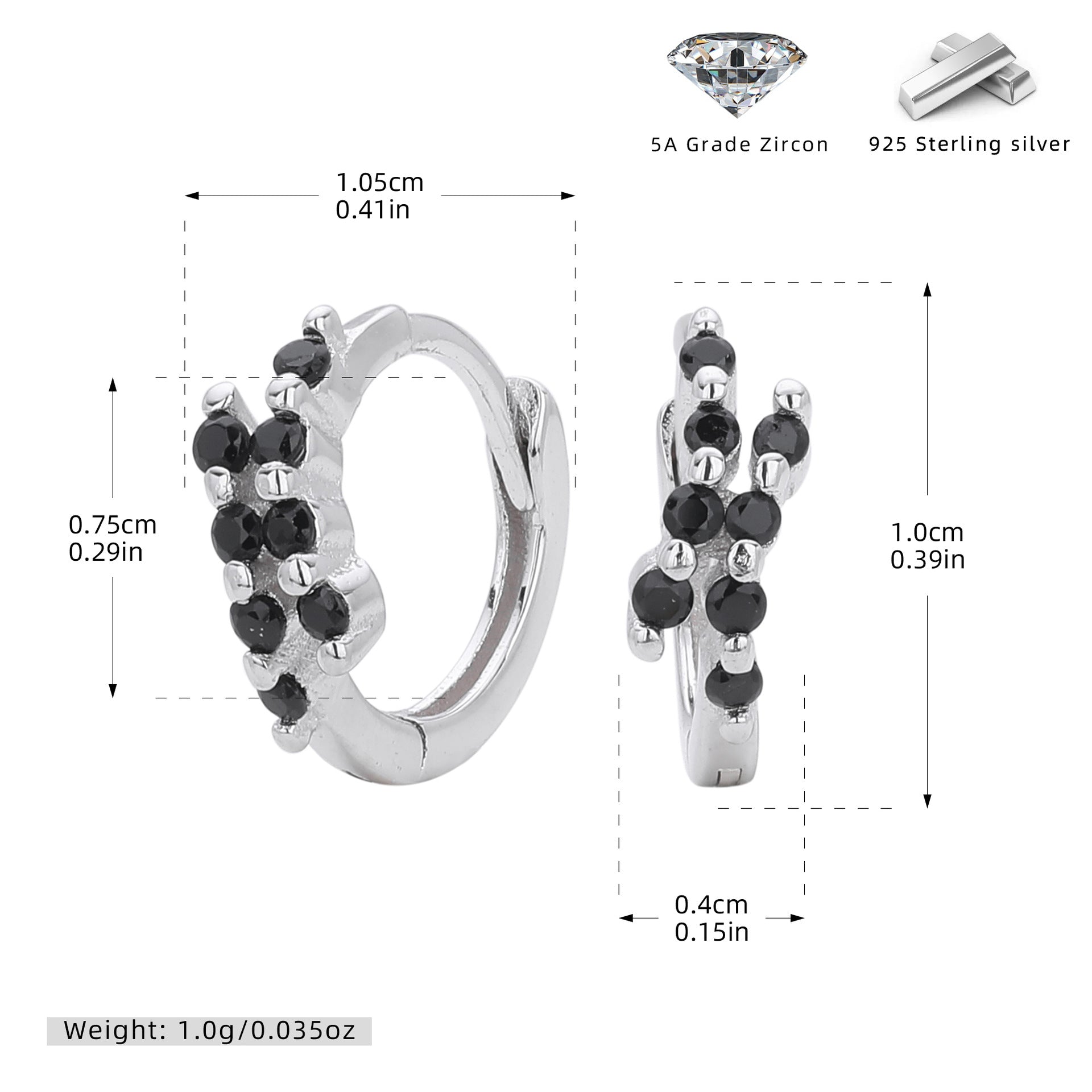 Damen Ohrstecker mit funkelnden Zirkon-Akzenten und hochwertigem 925 Sterling Silber Shop Nory