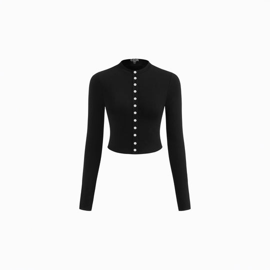 Damen Cropped-Cardigan mit Perlmuttknöpfen und asymmetrischem Zipfel-Midirock Shop Nory