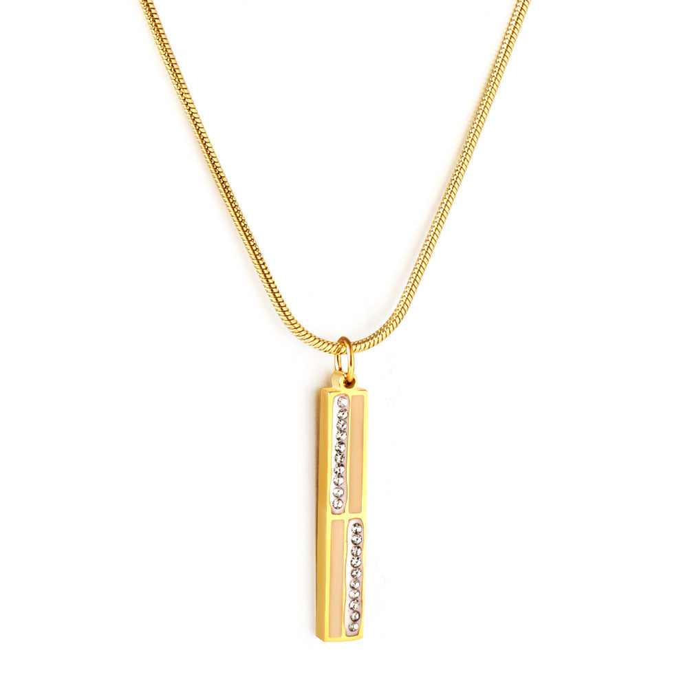Damen Edelstahl Halskette mit funkelndem Anhänger und goldplattierter Oberfläche Shop Nory
