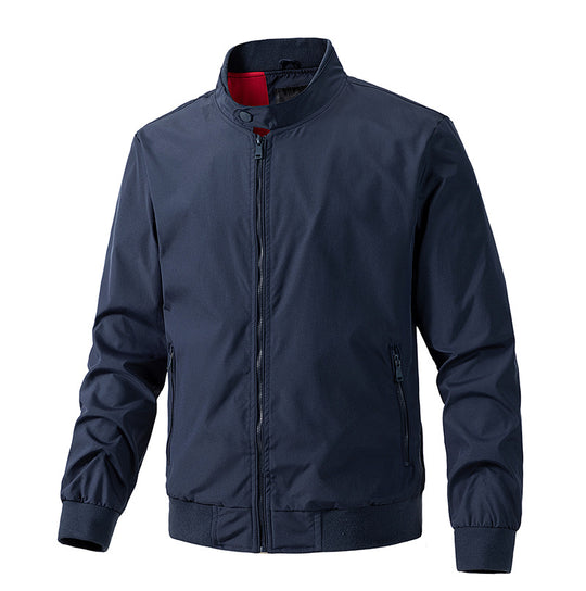 Herren leichte winddichte Bomberjacke mit Stehkragen und Reißverschluss Shop Nory