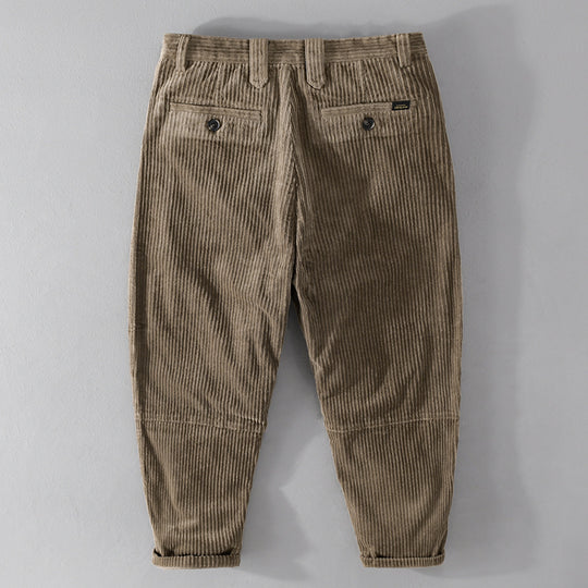 Herren Cordhose mit konischem Schnitt, hohem Bund, Karo-Innenbund und gekrempeltem Saum Shop Nory