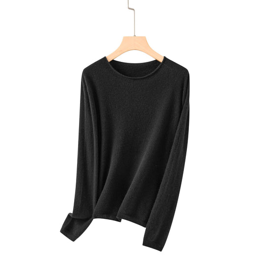 Damen Feiner ultraleichter Rundhalspullover aus Mikrofaser-Feinstrick mit minimalistischer Silhouette Shop Nory