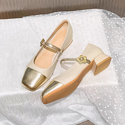 Damen elegante Ballerinas mit geschwungenem Riemen und glänzender Zehenkappe