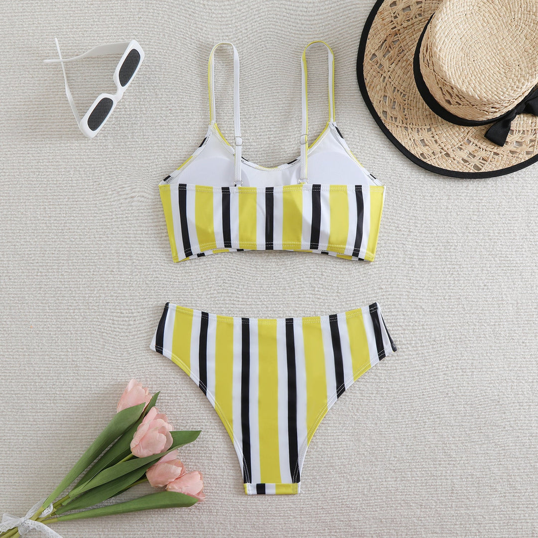 Damen Bandeau-Bikini mit verstellbaren Trägern und Knoten-Detail