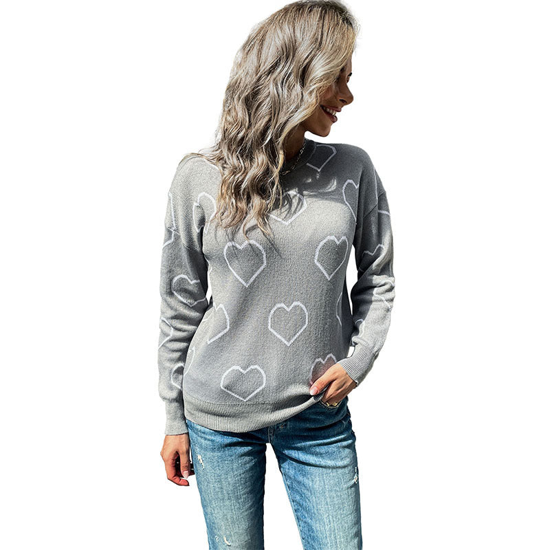 Damen Feinstrickpullover mit Herzmuster und legerer Passform Shop Nory