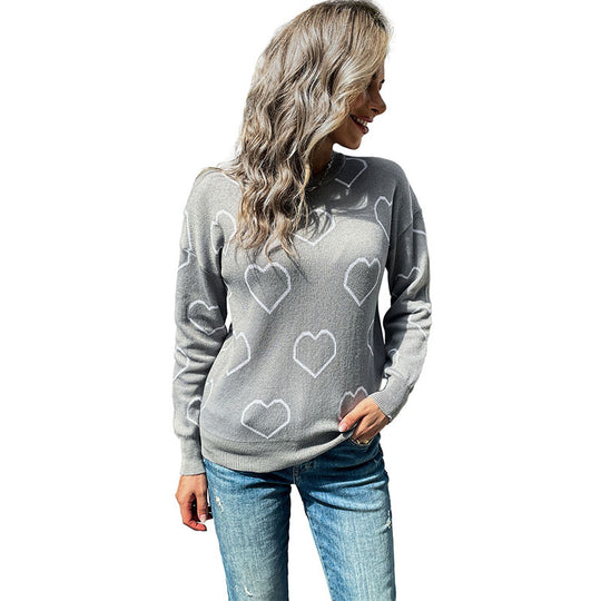 Damen Feinstrickpullover mit Herzmuster und legerer Passform Shop Nory