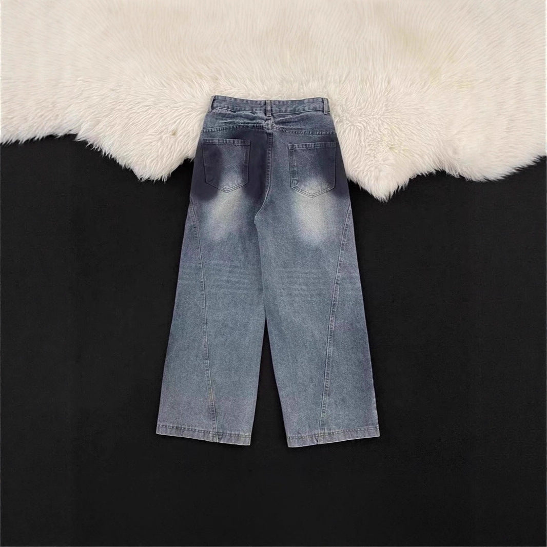 Damen Weitbeinige Destroyed Jeans Shop Nory