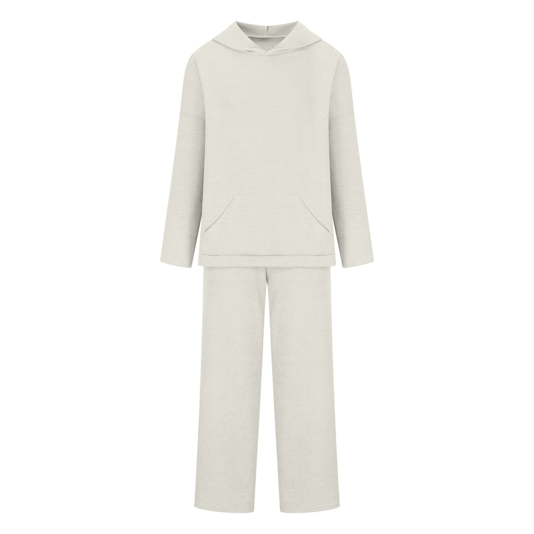 Damen gemütliches Lounge-Set mit Kapuzenpullover, Kängurutasche und weitem Jersey-Hose Shop Nory